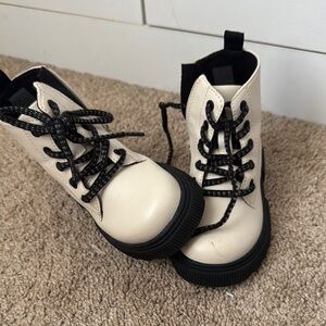 Zara Kids Cream and Black Boots